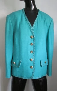 Vintage Herbert Grossman Size 14 100% Wool Exquisite Braid Gold Buttons Jacket - Picture 1 of 10
