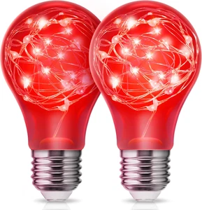 Red Light Bulbs, Red Light Bulb, Red Christmas Light Bulbs, A19 Red Led Light Bu - Picture 1 of 12