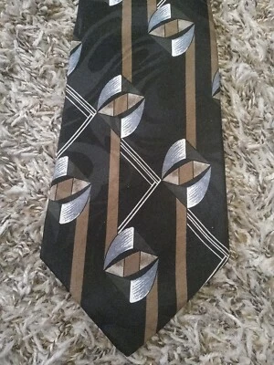 David Taylor Neck Tie Adult Mens Black Geometric 100% Polyester - Image 1 of 4