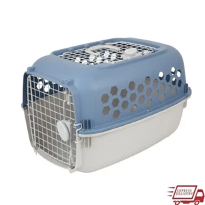 Multicolored Plastic Double Door Dog Cat Kennel Top Opening Portable Heavy Duty - Picture 1 of 11