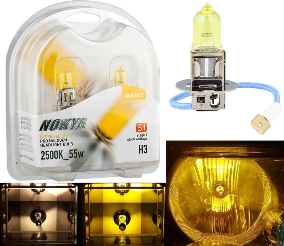 Nokya 2500K Yellow H3 Nok7615 55W Fog Light Two Bulbs Replacement Plug Play Lamp - Image 1 of 4