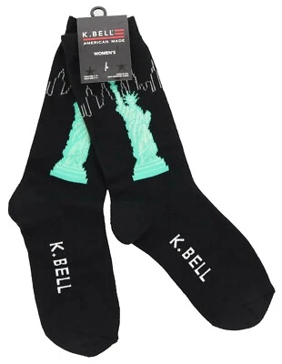 Calcetines para mujer K. Bell Estatua de la Libertad Horizonte de la ciudad de Nueva York Hechos en EE. UU. 9-11 Foto 1 de 4