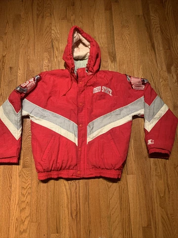Vintage Ohio State Starter Jacket Mens Large L Pullover Coat OSU Buckeyes Nylon Cover