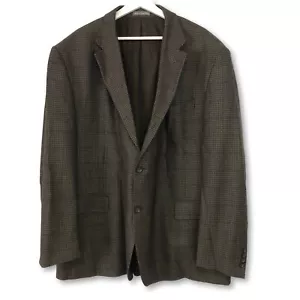 Oscar de la Renta Brown Houndstooth Wool Blazer Sport Coat Men's 52R 2-Button - Picture 1 of 17