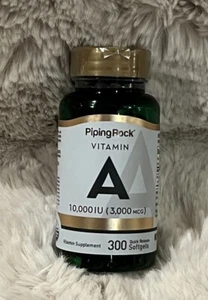 PipingRock Vitamin A 10,000 IU (3000mcg) 300 Softgels - Picture 1 of 2