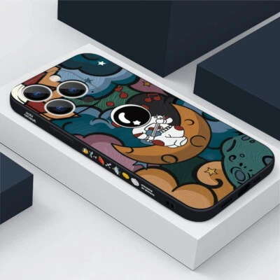 Soft Phone Case For iPhone 16 15 Pro Max 14 13 12 11 XR Astronaut Silicone Cover - Image 1 of 4