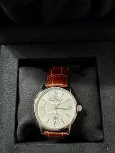 Lucien Piccard Clariden Silver Dial Model 11576-02S /Brown Genuine Leather - Picture 1 of 4