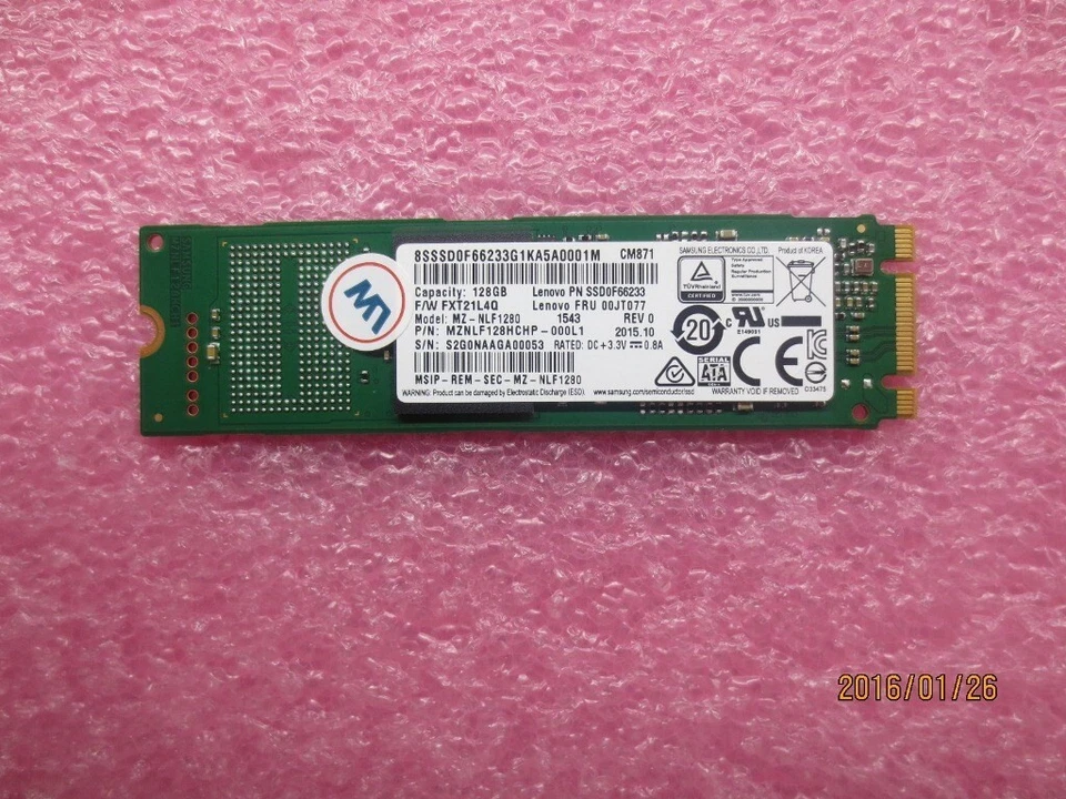 LENOVO  128GB TLC SATA III M.2 SSD SSD0F66233 MZ-NLF1280 00JT077 - Image 1 of 1