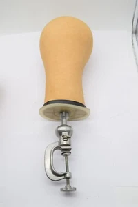 VINTAGE WIG STAND w Metal Clamp STAND HAT BLOCK HAT WIG MAKERS MOLD Canvas - Picture 1 of 7