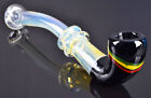 7" Black Tipped Rasta Striped Sherlock 24KT Fumed Glass Pipes Smoking Bowl*USA* 