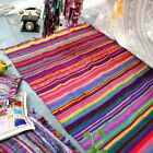 Chindi Area Rag Rug Floor Mat Yoga Cotton Handmade Rainbow Rug Decorative 6*3Ft