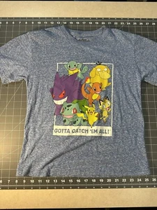 Pokémon Tee Shirt Blue Youth Small Size Gotta Catch Em All 2017 Pikachu Squirtle - Picture 1 of 4