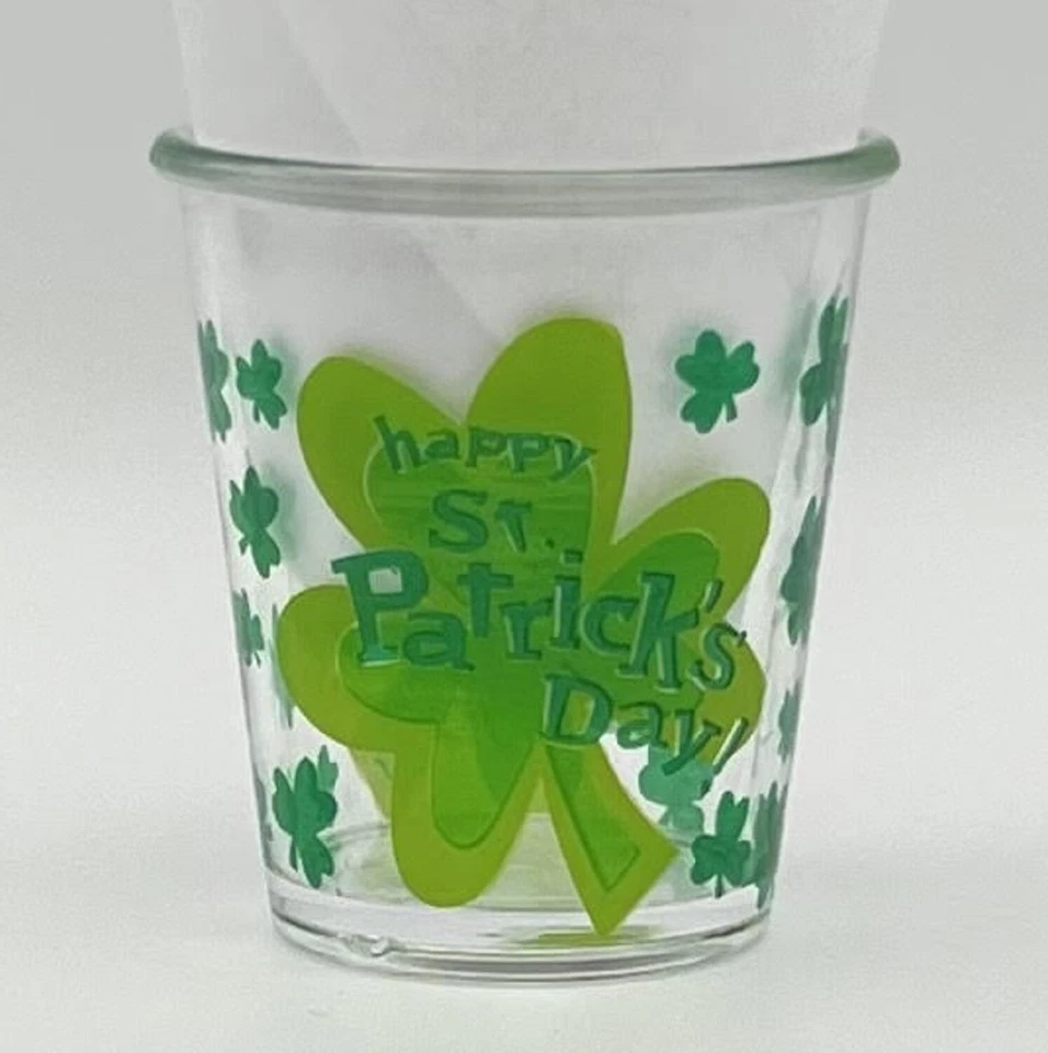 Happy St. Patrick's Day Irish Shamrock Clover Party Favor Plastic Shot Glass - Image 1 of 1