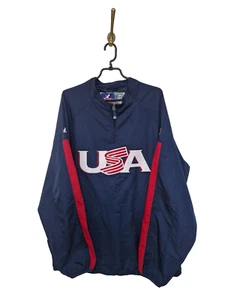Majestic USA Blue Windbreaker 1/4 Zip Men Size: 2XL - Picture 1 of 5