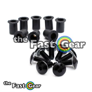 BLACK WINDSCREEN FAIRING BOLTS SCREWS WELLNUTS Kit For Honda CBR600RR CBR1000RR - Imagen 1 de 1