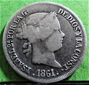 ISABEL II, 2 Reales, 1861, SEVILLA, Silber, SPANIEN - Bild 1 von 2