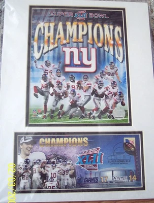 NY GIANTS Super Bowl XLII Champions 2008 Photo Print Matted 15"X12" Sealed - Image 1 of 2