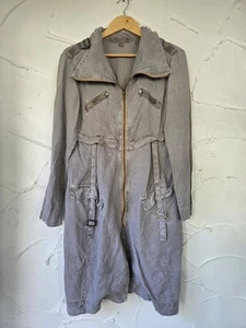 Transit Par Such Size 2 UK 10 Grey Linen Zip Down Jacket Lagenlook Buckle Detail - Picture 1 of 13