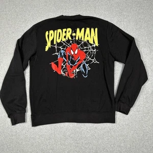 Marvel Spider Man Sweatshirt Mens L Black Crew Neck Long Sleeve - Picture 1 of 10