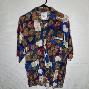 Vintage Enrico Bossini M Rayon Shirt 90s Abstract Floral Korea VTG Summer Y2K - Picture 1 of 4