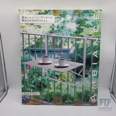 Ambiance Balkontisch 60x40cm Blau, Tischplatte klappbar und 4-Fach höhenverstell - Bild 1 von 3