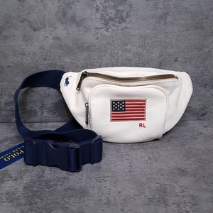 POLO Ralph Lauren Canvas Waist Bag - Estate Cream - Flag USA RL - Fanny Pack - Picture 1 of 3