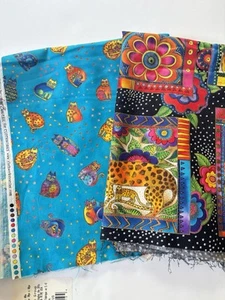 Laurel Burch Fanciful Felines Panel 2 different Designs Fabric Material 43”x23” - Picture 1 of 9