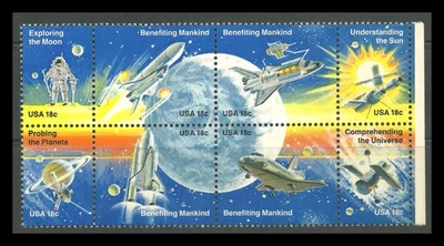 U.S. / 1981 / Exploring The Moon / 18 Cent, Block Of 8 / MNH - Image 1 of 2