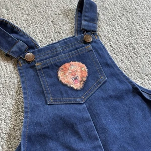 VTG Billy The Kid Jean Overalls Toddler 4T Snaps Lion - Picture 1 of 9