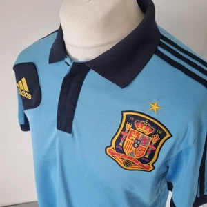 Spain 2012/13 Polo T-Shirt Men's Large Adidas Football Climalite Short Sleeved - Picture 1 of 10