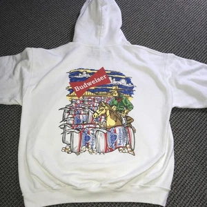 Budweiser Graphic Pullover White Hoodie Large By Brew City - Picture 1 of 4