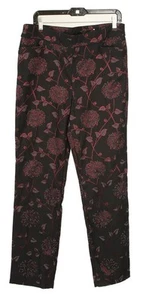 Chicos Hose Damen 2/12 rot schwarz Blumenmuster gerade Stretch Taschen vorne flach - Bild 1 von 10
