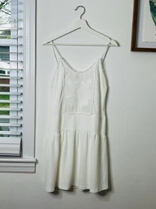 ZARA Damen Boho Bohemian Hippie Beach Vibes weiß bestickt Minikleid Größe S - Bild 1 von 5
