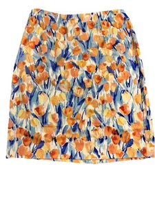 Gonna Talbots 14W arancione floreale brillante multicolore tulipani matita primavera estate - Foto 1 di 12