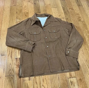 Vintage Western Trails Shirt Mens L Brown Corduroy Pearl Snap Western Cowboy - Picture 1 of 9