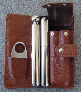 ZIGARRENRAUCHER SET MIT FLACHMANN, ZIG. ETUI,  ZIG. SCHNEIDER - Bild 1 von 5