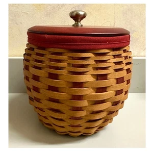Longaberger Maroon and Brown Basket with Lid 2005 - Picture 1 of 10