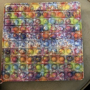 GRAN Pop It Push Inquieto Burbuja Sensorial PINTURA ABSTRACTA ARCO IRIS Cuadrado 8" x 8" - Imagen 1 de 2