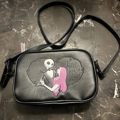 Disney Nightmare Before Christmas Sally & Jack Black Leather Shoulder Bag - Image 1 of 4
