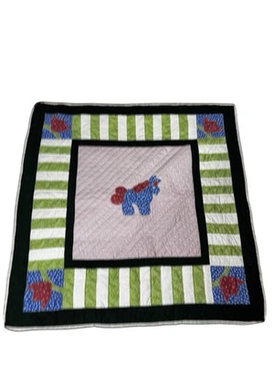 Edredón de retazos hecho a mano vintage apliques de caballo pony manta de granja de campo Foto 1 de 4