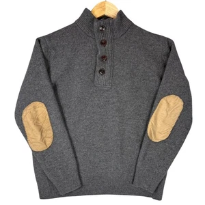 Maglione Barbour Patch Mezza Zip Grigio Misto Lana Maglione Uomo Taglia L Silenzioso Lusso - Foto 1 di 12