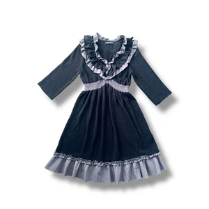 De Colección Forla Paris Suéter Tejido Midi Vestido Para Mujer S Volantes Negro Cálido Elástico - Imagen 1 de 5