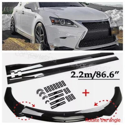 Black Front Bumper Lip 86" Side Skirt Extension Chin For Lexus CT 200h US Foto 1 de 4