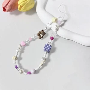 Cartoon Bear Beaded Phone Lanyard Bag Camera Pendant Phone Charm Accessories - Zdjęcie 1 z 6