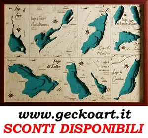 Trentino Seen Karte Karte 3D Modernes Bild Map Chart | www.geckoart.it - Bild 1 von 30
