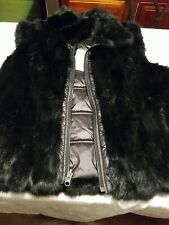 NWT Women's Fur Leather Vest Reversible Black Color Size M