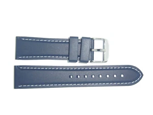 Bonetto Cinturini Rubber Watch Band 22 mm , Dark Blue, Model 325 , stitching - Picture 1 of 2