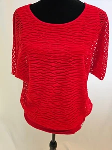 AB Studio red lined with gold buckle women top size S                     T417 - Picture 1 of 6