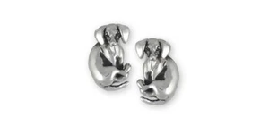 Dachshund Earrings Jewelry Sterling Silver Handmade Dog Earrings DA40-E - Picture 1 of 1