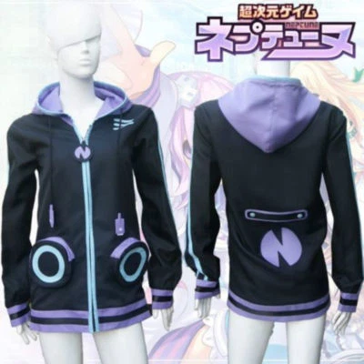 Sudadera con capucha Hyperdimension Neptunia corazón púrpura cosplay hecha a medida Foto 1 de 4